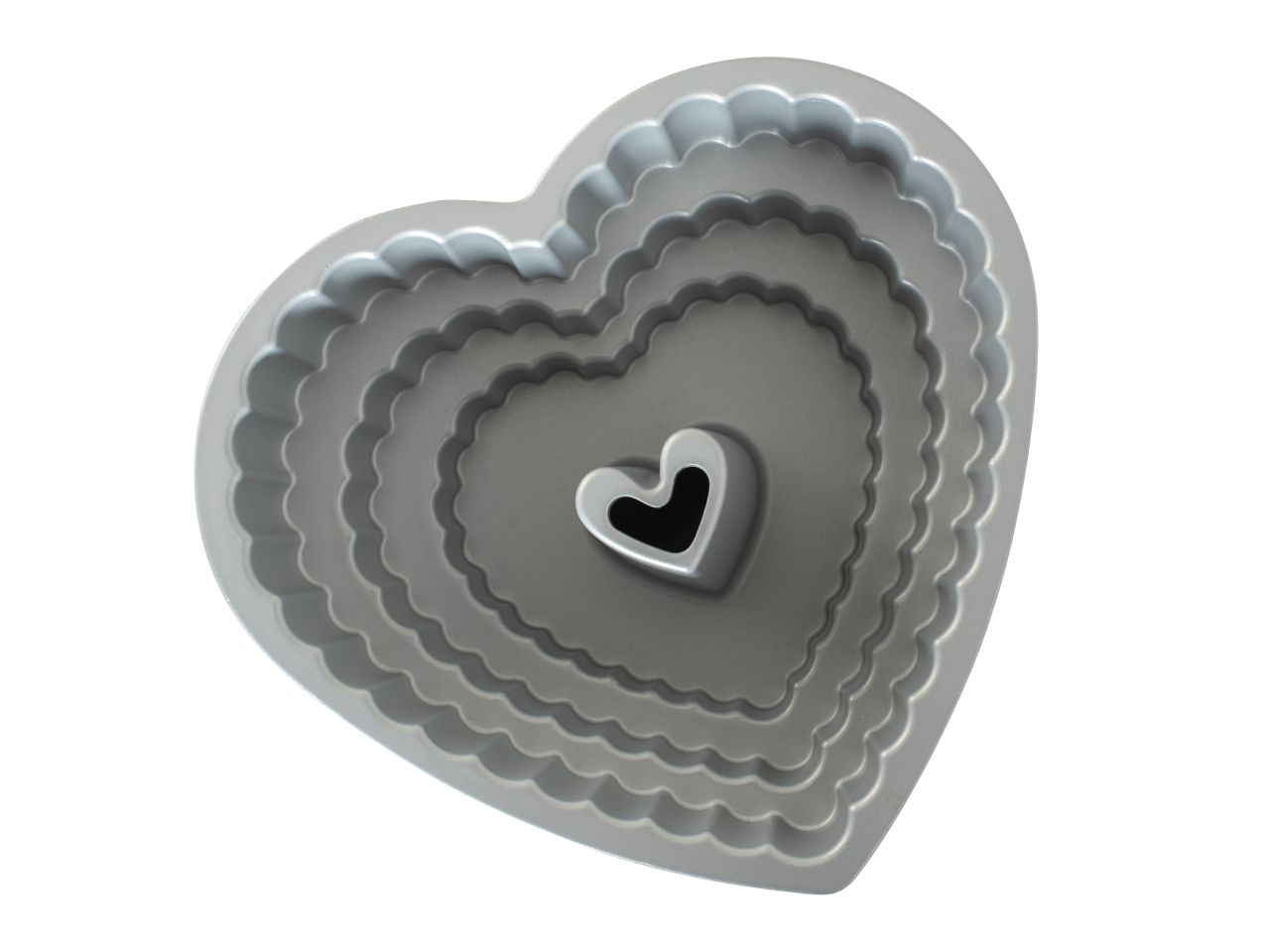 Nordic Ware: Aluguss-Backform Tiered Heart Bundt, Herzkranz, Antihaft, 2,83 L, 23,5 x 22,5 x 11,5 cm