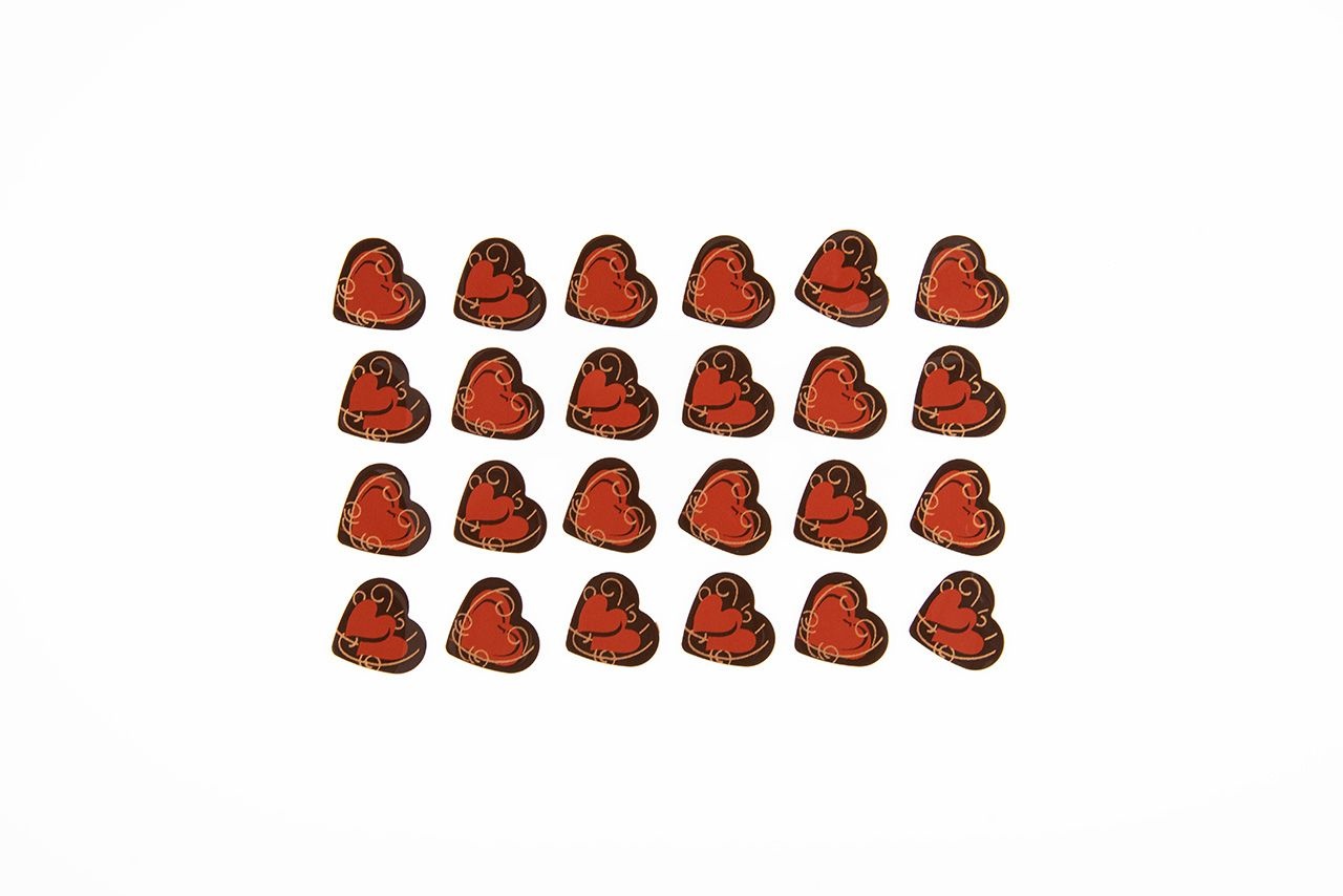 Herzen -Romantik- Zartbitter Schokoladen-Aufleger, 24 Stück