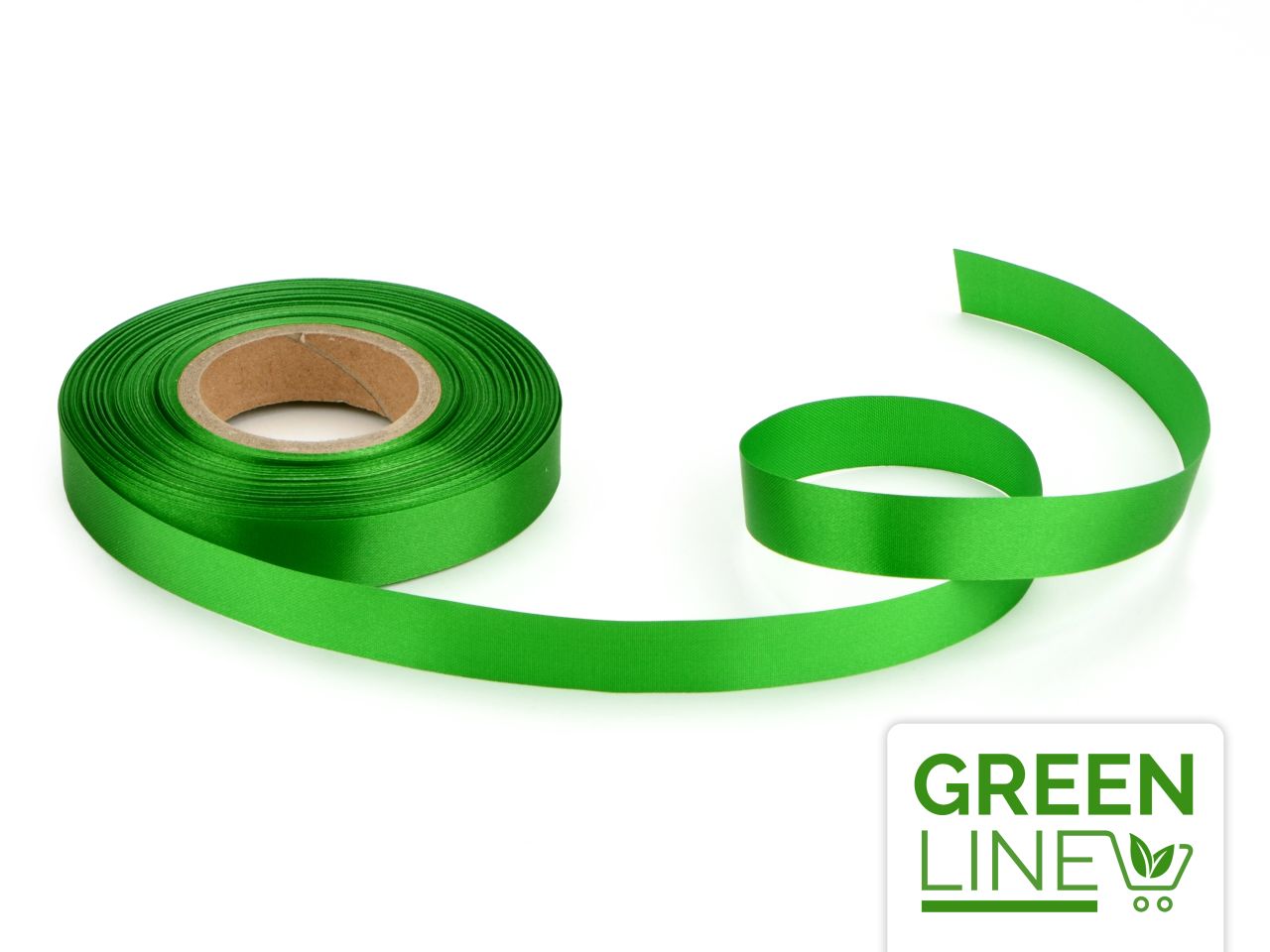Satinband: Grün, Polyester, 30 Meter á 14 mm, GREENLINE